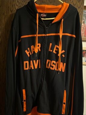 Harley-Davidson Black and Orange Zip Front Hoodie